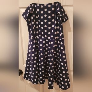 Navy polka dot skater dress